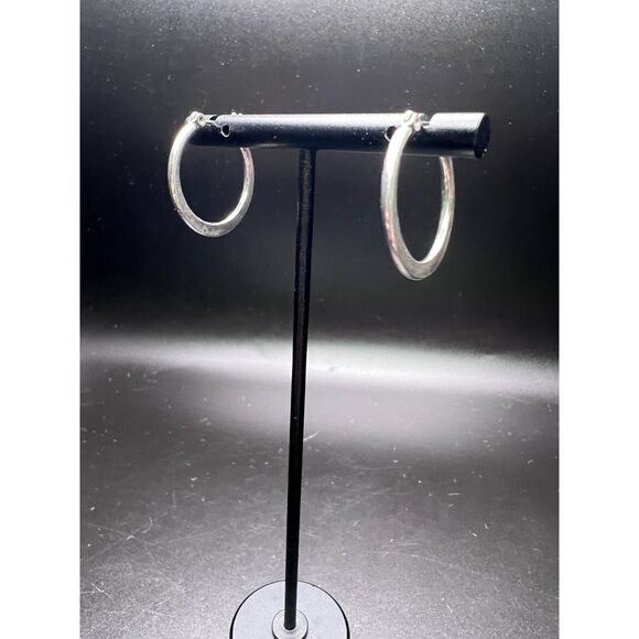 Classic Silver Hoops - Picture 1 of 4